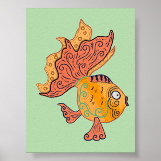 Pez dorado caprichoso arte popular | Fantasía boho