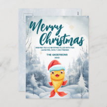 Pez dorado divertido Árbol de Navidad alegre nieve