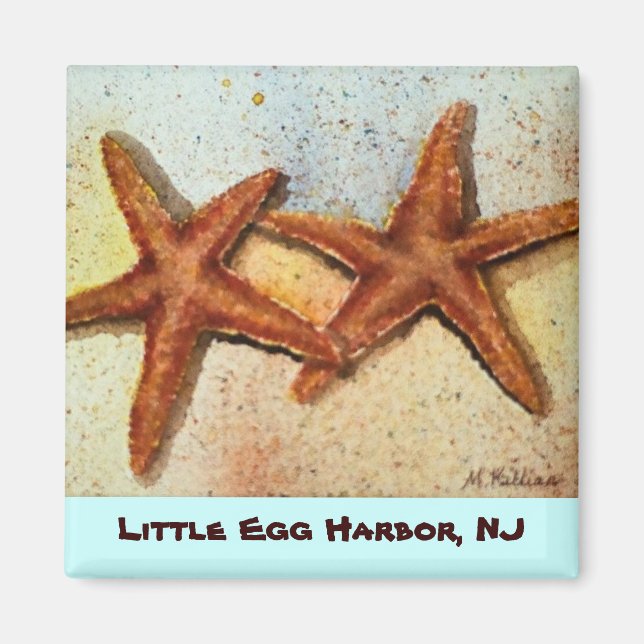 pez estrella, pequeño puerto de huevo, imán de NJ (Frente)