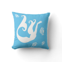 pez sirena y pez ángel Blanco sobre almohada azul