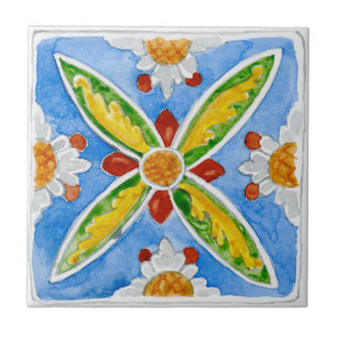Pezzo de azulejo cerámico inspirado en Sicilia “Ma