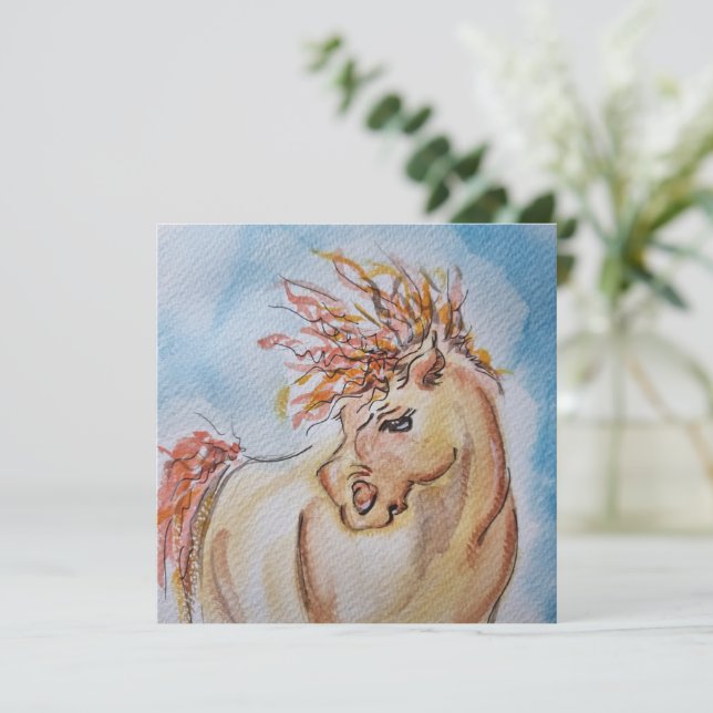 Pferde Karte, Pferdebild Aquiarell, Grusskarte (Anverso de pie)