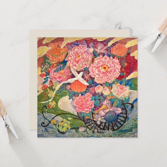 Phantom Flower Carriage: Nihonga Art Postcard (Anverso/Reverso In Situ)