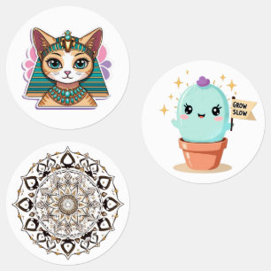 Pharaoh Cat Mandala Cactus Pegatina