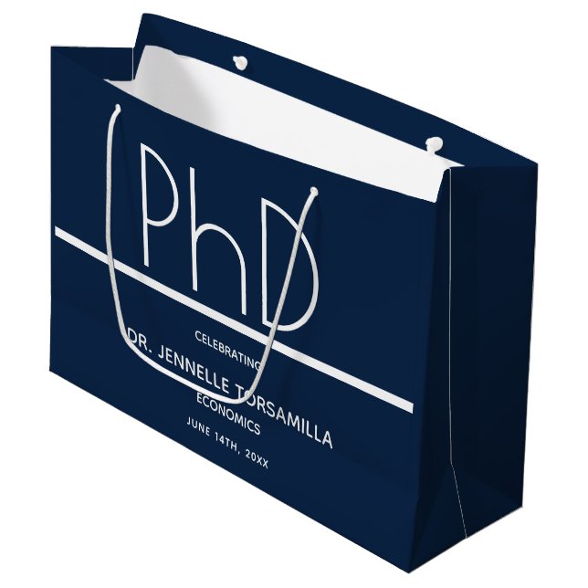 PhD Graduación Azul Partido Gran Bolsa de Regalo (Angulo Anverso)