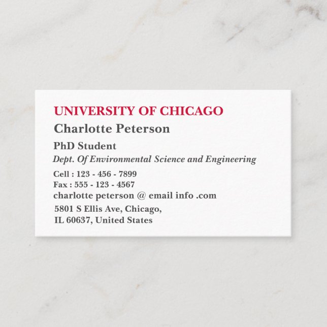 PhD simple - Tarjeta de presentación para estudian (Anverso)