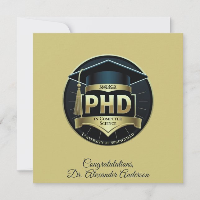 PhD tesis de graduación tarjeta de saludo de oro d (Anverso)