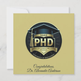 PhD tesis de graduación tarjeta de saludo de oro d