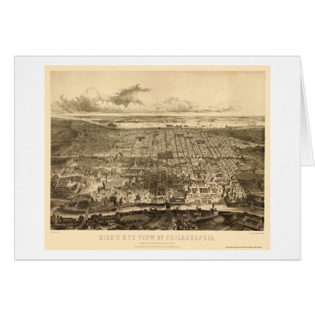 Philadelphia, mapa panorámico del PA - 1857 (Anverso (Horizontal))