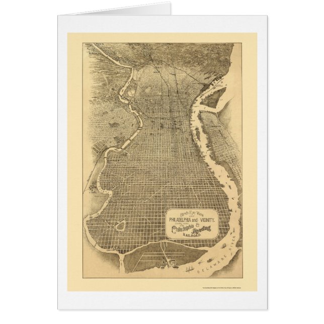 Philadelphia, mapa panorámico del PA - 1870 (Frente)