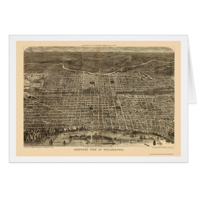 Philadelphia, mapa panorámico del PA - 1872 (Anverso (Horizontal))