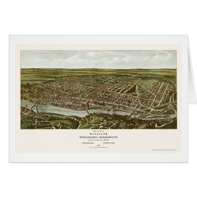 Philadelphia, mapa panorámico del PA - 1907 (Anverso (Horizontal))