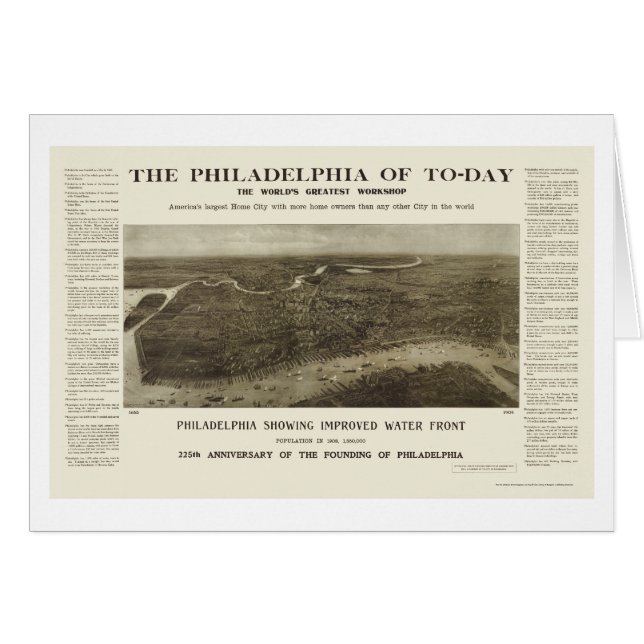 Philadelphia, mapa panorámico del PA - 1908 (Anverso (Horizontal))