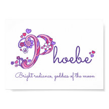 Phoebe P doodle nombre del arte cardiaco inicial