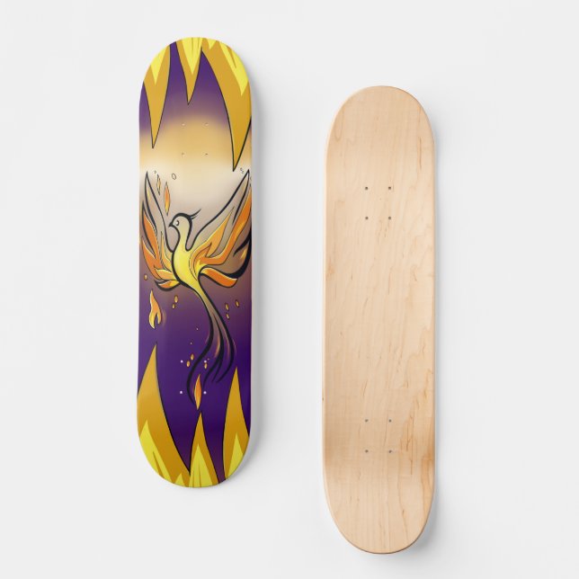 Phoenix Rise – Minimal Flame Skateboard (Anverso)