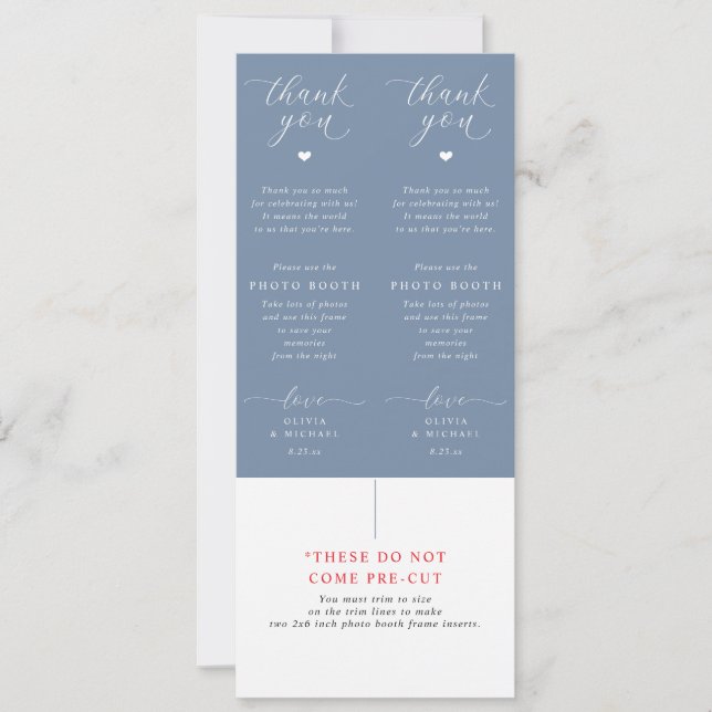 Photo Booth Inserts Dusty Blue Wedding Favors (Anverso)