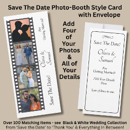 Photo Booth Style Save The Date  Black White Card