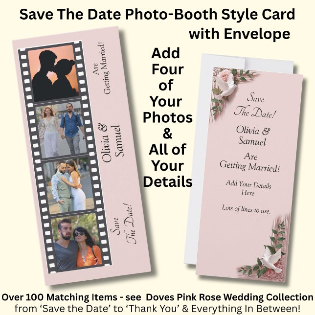 Photo Booth Style Save The Date Flat Card (Subido por el creador)