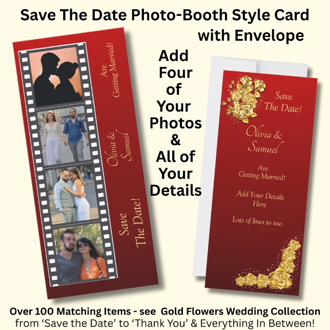Photo Booth Style Save The Date Flat Card (Subido por el creador)