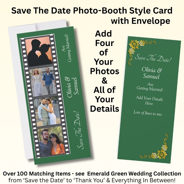 Photo Booth Style Save The Date Flat Card (Subido por el creador)