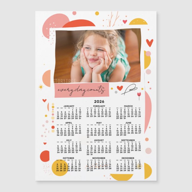 Photo Calendar 2026 Every Day Counts Magnet (Anverso)