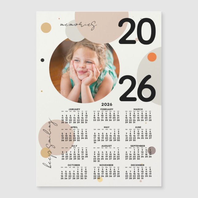 Photo Calendar 2026 Keep Smiling Magnet (Anverso)