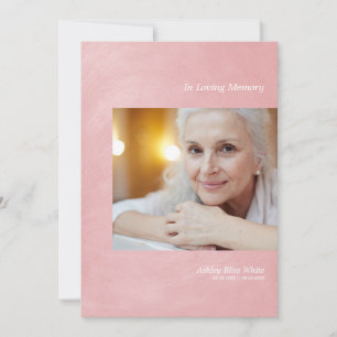 Photo Funeral Remember Pink Faux Metallic Effect