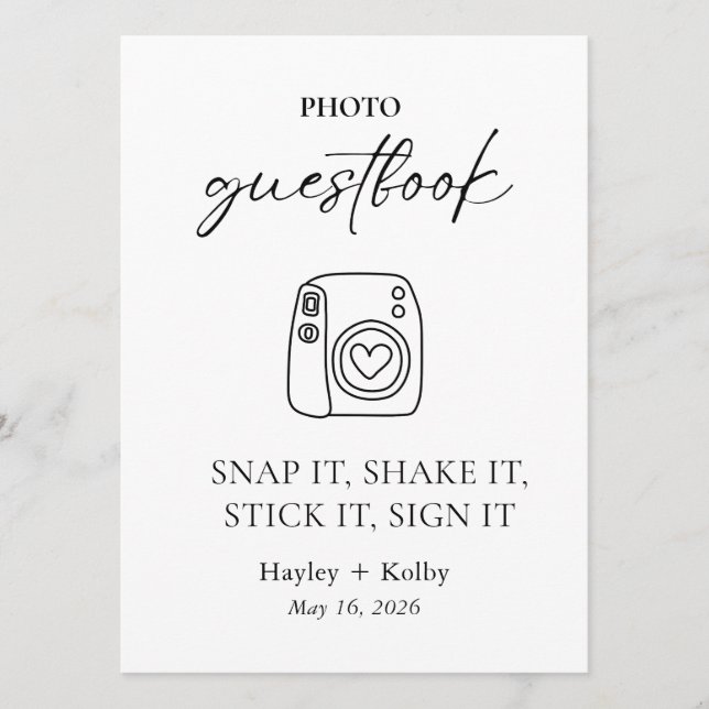 Photo Guestbook Table Top Sign/Card for Framing (Anverso)