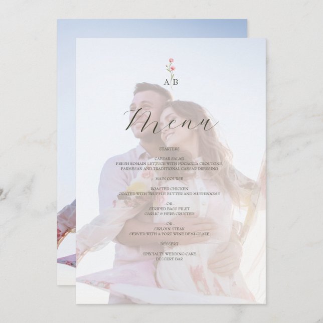 Photo Monogram Wedding Menu (Anverso / Reverso)