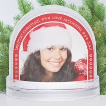 Photo Red Arch Merriest Christmas White Snowflakes