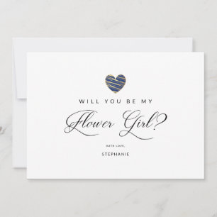 Photo Will You Be My flower Girl Navy Heart
