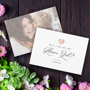 Photo Will You Be My flower Girl Pink Heart