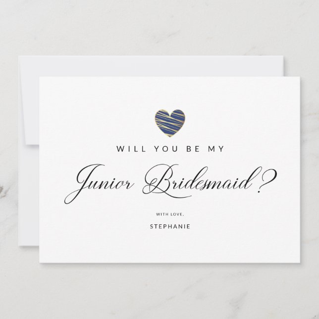 Photo Will You Be My Junior Bridesmaid Navy Heart (Anverso)