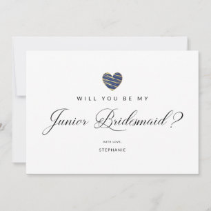 Photo Will You Be My Junior Bridesmaid Navy Heart