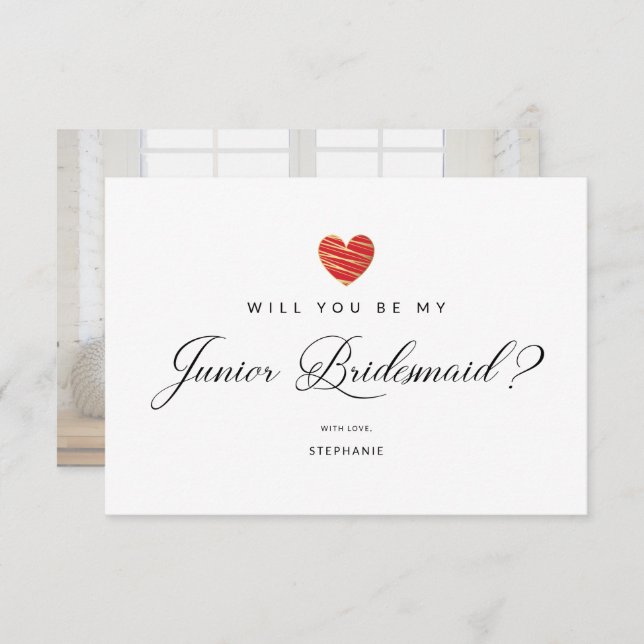 Photo Will You Be My Junior Bridesmaid Red Heart (Anverso / Reverso)