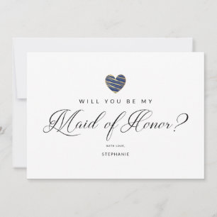 Photo Will You Be My Maid of Honor Navy Heart