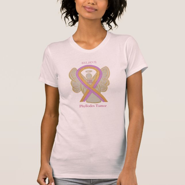 Phyllodes Tumor Awareness Ribbon Angel Camisetas d (Anverso)
