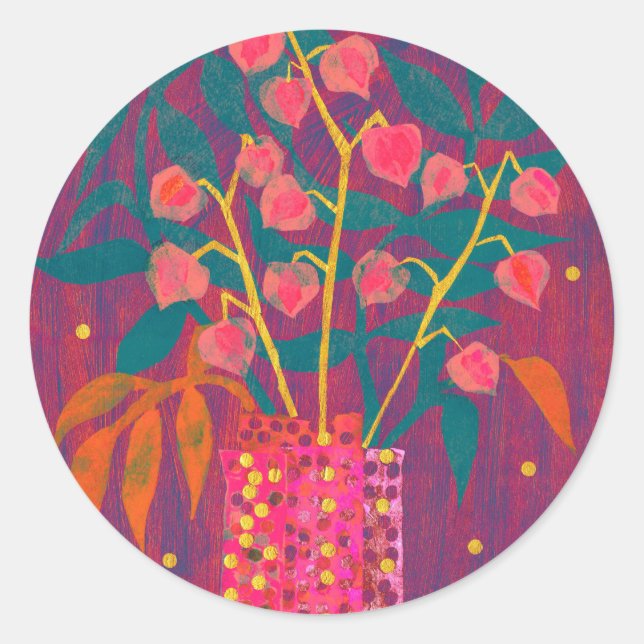 Physalis Linternas chinas Pegatina floral otoñal (Anverso)