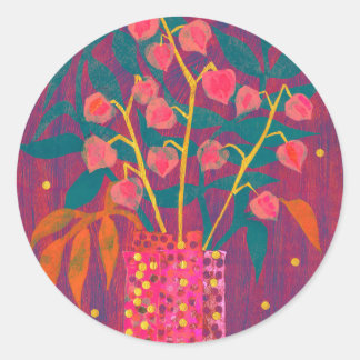 Physalis Linternas chinas Pegatina floral otoñal