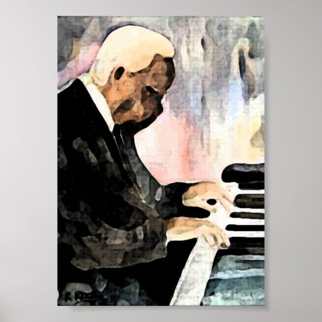 Pianista Jazz O indian Ink Artwork Impresiones (Frente)