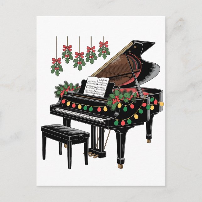 Pianista Navidad Luces Santa Tocando  (Anverso)