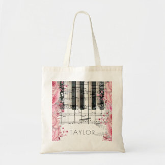 piano de música flores rosas nombre tostada bolsa