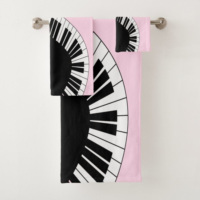 Piano Keyboard Black and White Music Design Pink (In situ)
