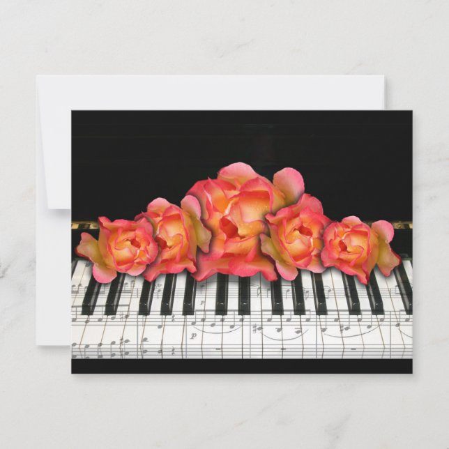 Piano Keyboard Rosas y Music Notes (Anverso)