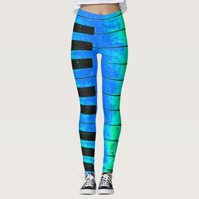 PIANO Keys Black and Blue Leggings (Anverso)