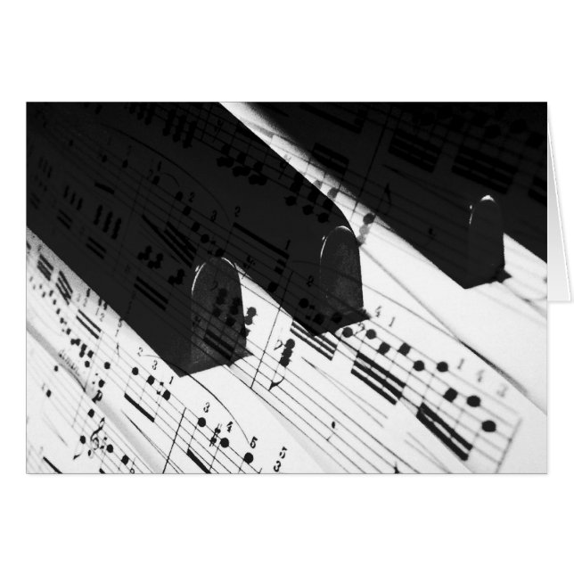 Piano Keys&Notes Blank Greeting/Note Card (Anverso (Horizontal))