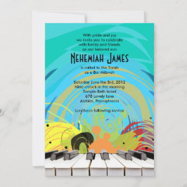 PIANO KEYS & STARS Bar Bat Mitzvah Invitación