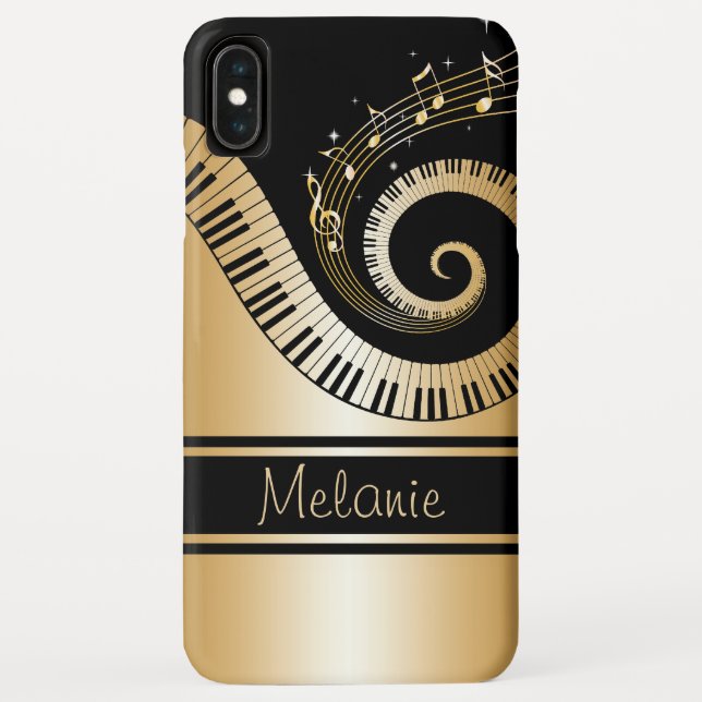 Piano Keys y Gold Music Notes Galaxy Funda (Reverso)