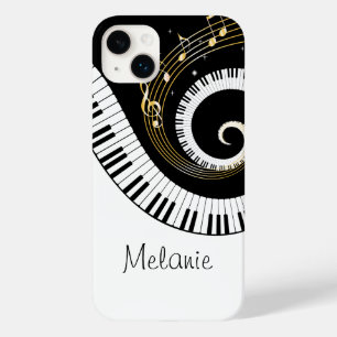Piano Keys y Gold Music Notes Galaxy Funda