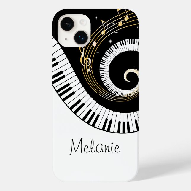 Piano Keys y Gold Music Notes Galaxy Funda (Reverso )
